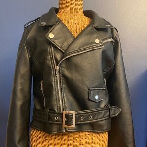 Womens Ashley 26 International LARGE L Black Vegan Leather Moto-Jacket EUC!